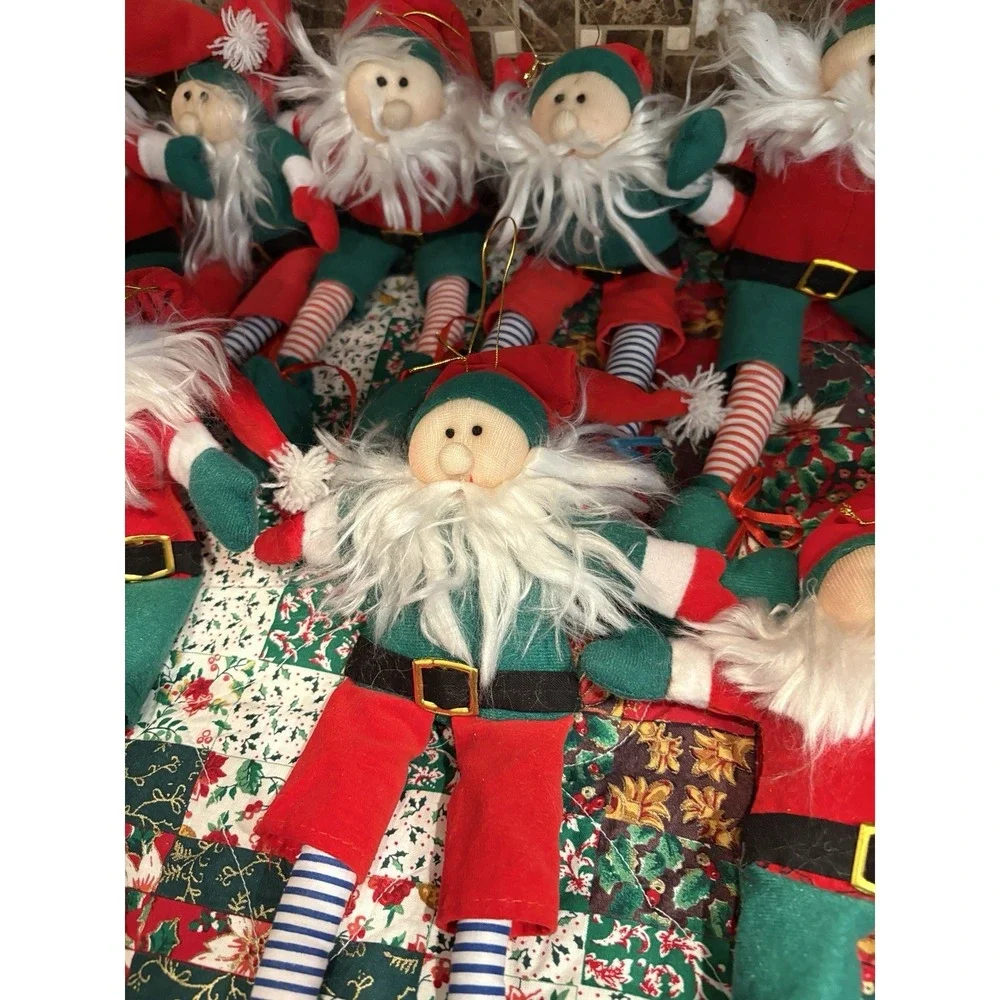 Vintage Christmas Flocked Santa  pixie doll 10